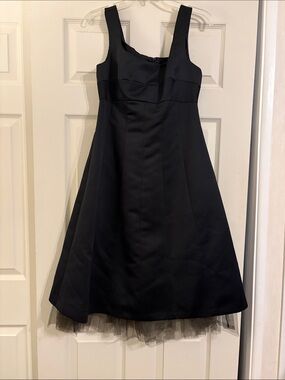 BCBGMaxAzria Little Black Formal A-Line Dress with Tulle Trim